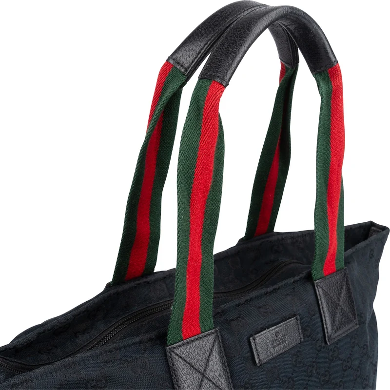 Gucci Monogram GG Canvas Web Stripe Tote Shopper Shoulder Bag