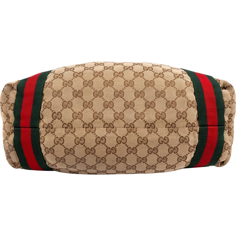 Gucci Monogram GG Canvas Web Large Tote Handbag