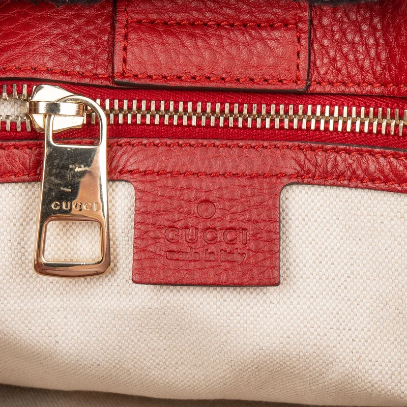 Gucci Grained Leather Bamboo Handle Tote Handbag