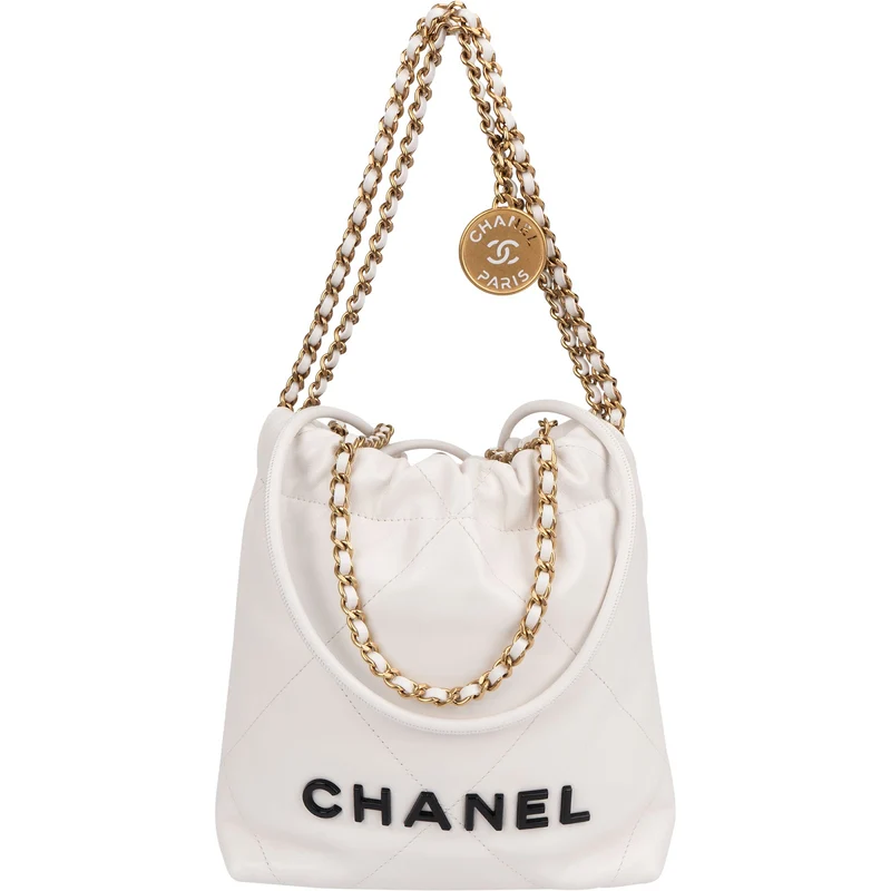 Chanel 22 Quilted Stitched Lambskin Small Drawstring Crossbody Handbag
