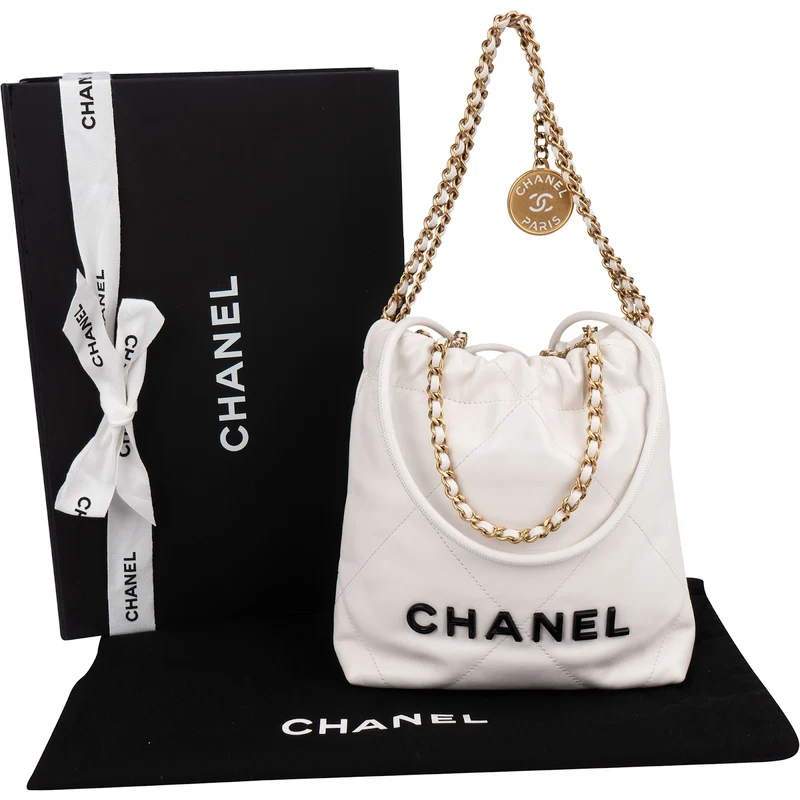 Chanel 22 Quilted Stitched Lambskin Small Drawstring Crossbody Handbag