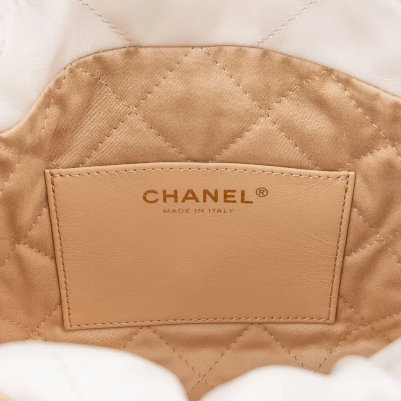 Chanel 22 Quilted Stitched Lambskin Small Drawstring Crossbody Handbag