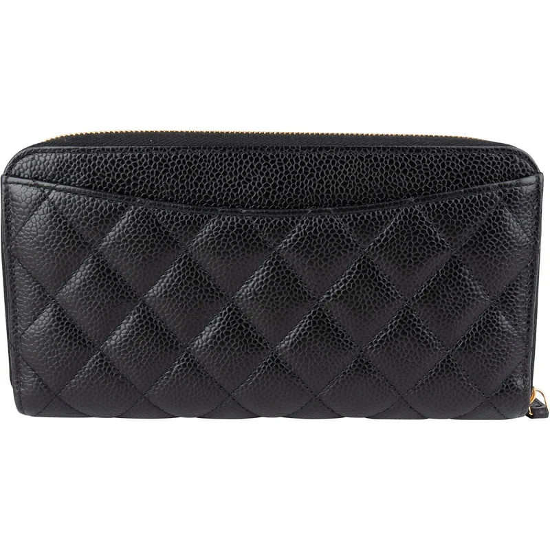 Chanel Quilted Caviar Leather Classic Long Zip Around Wallet