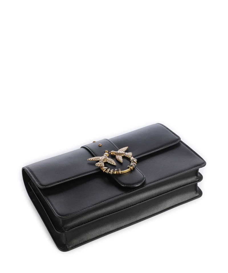 Pinko Love One Classic New Buckle Umhängetasche nero/antique gold