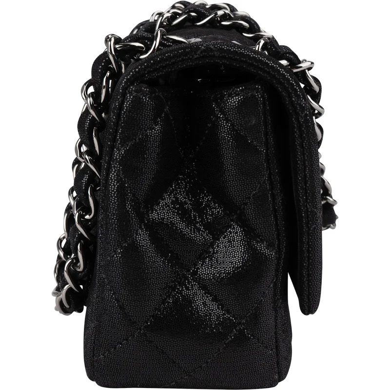 Chanel Quilted Glitter Metallic Suede Crystal-Embelished CC Small Single Flap Shoulder Bag