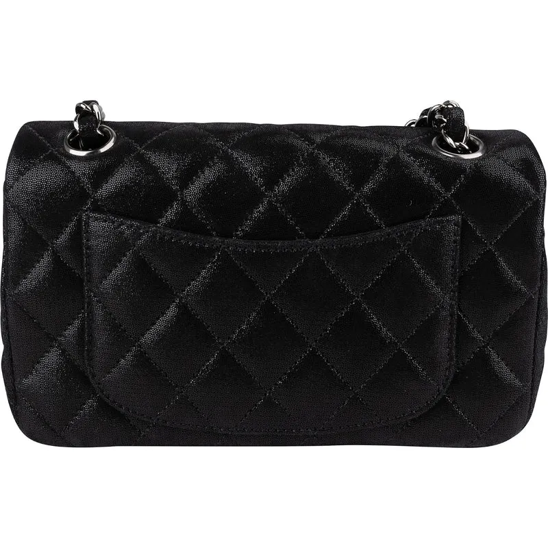 Chanel Quilted Glitter Metallic Suede Crystal-Embelished CC Small Single Flap Shoulder Bag