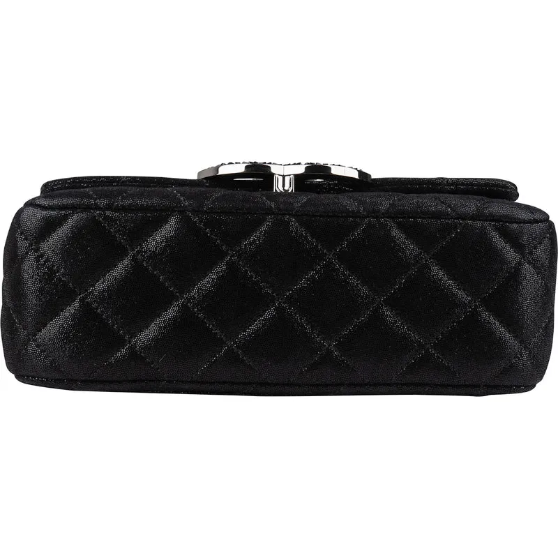 Chanel Quilted Glitter Metallic Suede Crystal-Embelished CC Small Single Flap Shoulder Bag