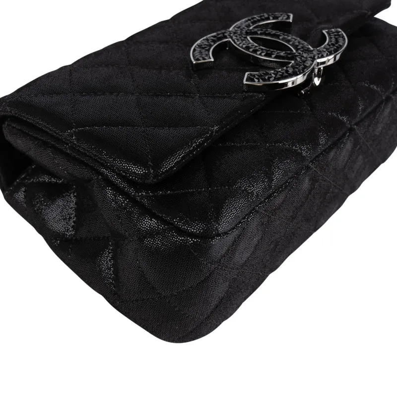Chanel Quilted Glitter Metallic Suede Crystal-Embelished CC Small Single Flap Shoulder Bag