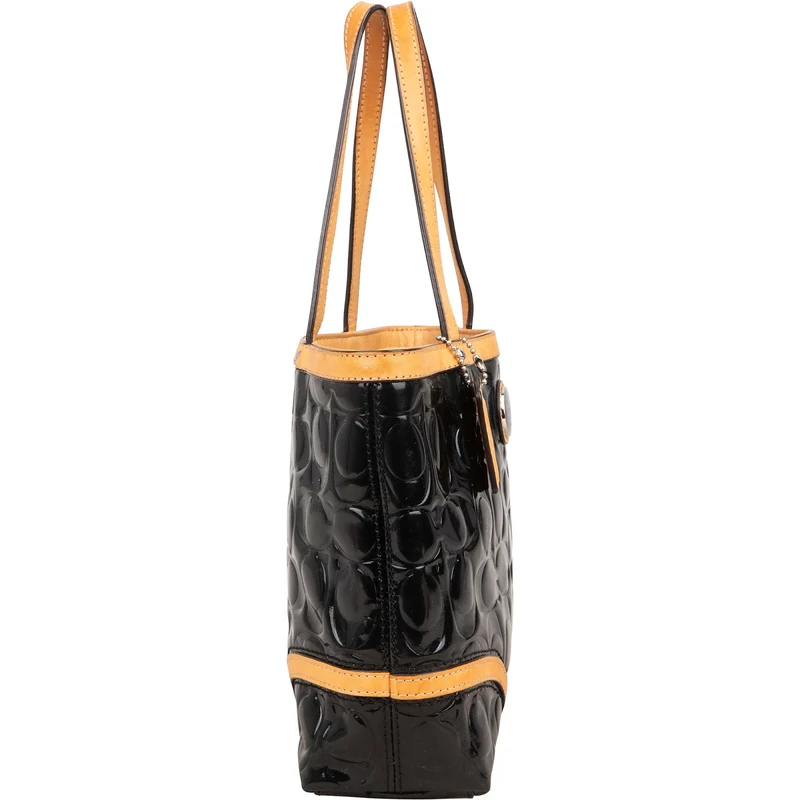 Coach Monogram Embossed Patent Leather Signature C Tote Handbag