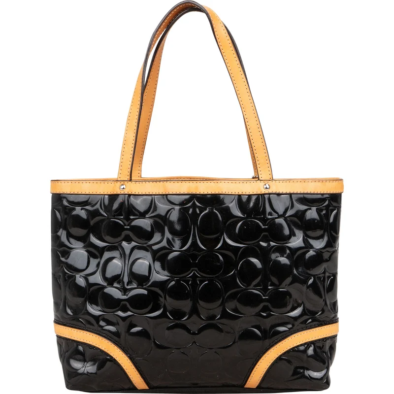 Coach Monogram Embossed Patent Leather Signature C Tote Handbag