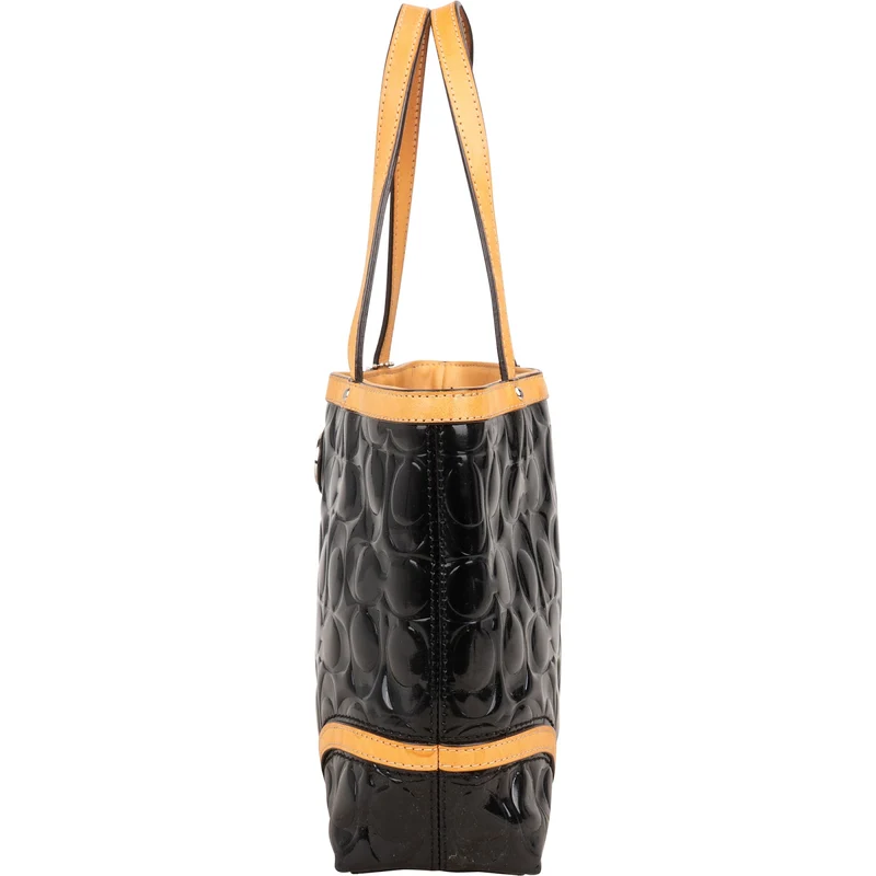Coach Monogram Embossed Patent Leather Signature C Tote Handbag