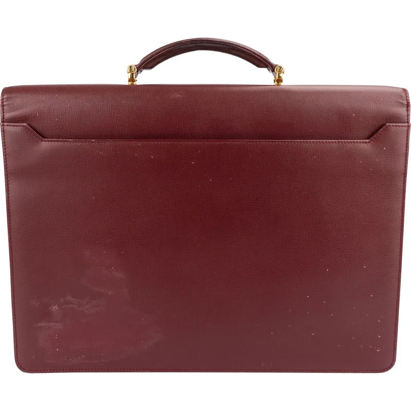 Cartier Bordeaux Leather Briefcase Porte Documents Handbag