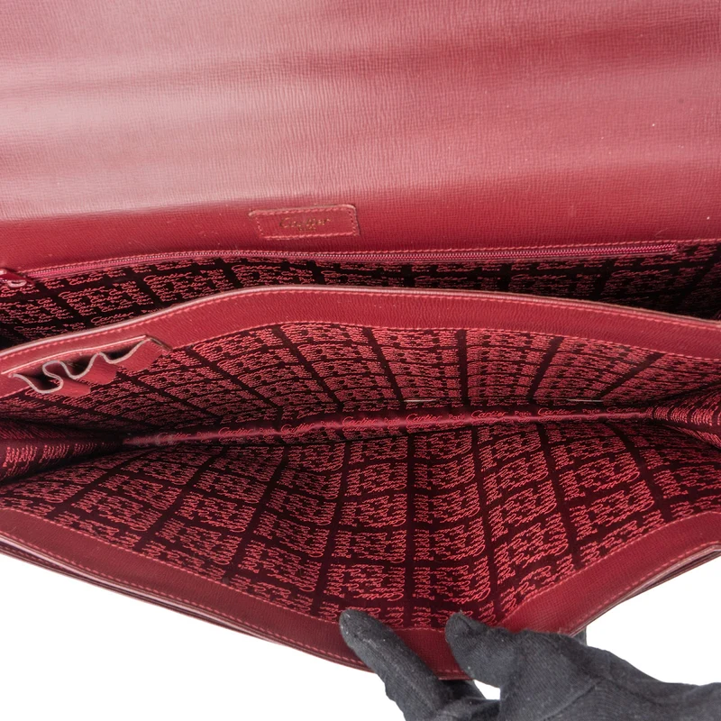Cartier Bordeaux Leather Briefcase Porte Documents Handbag