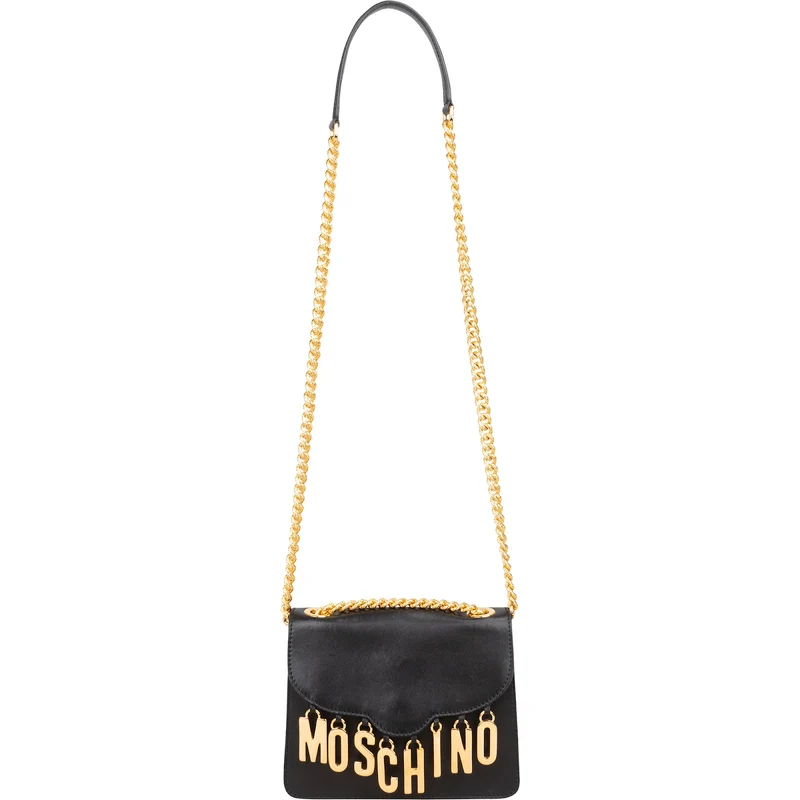Moschino Leather Lettering Emblem Crossbody Bag