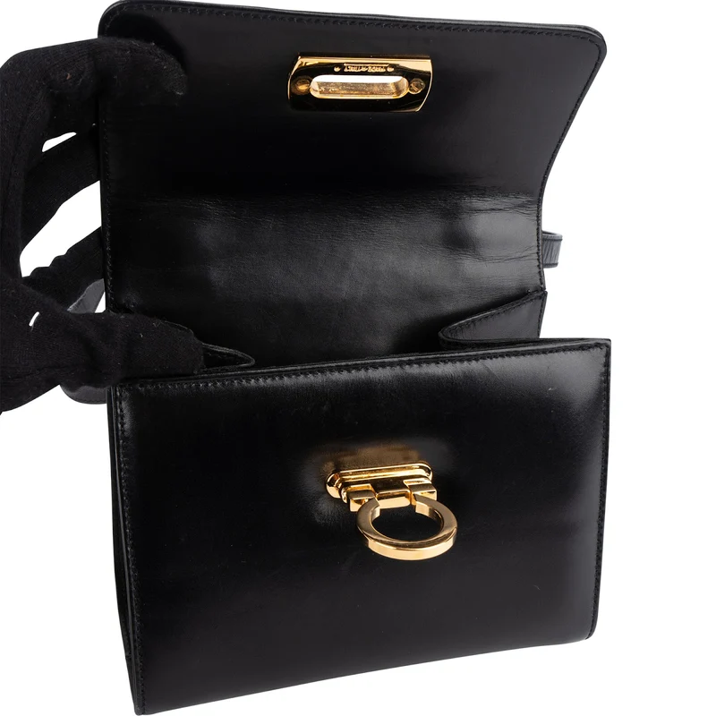 Salvatore Ferragamo Leather Gancini Mini Flap Crossbody Bag