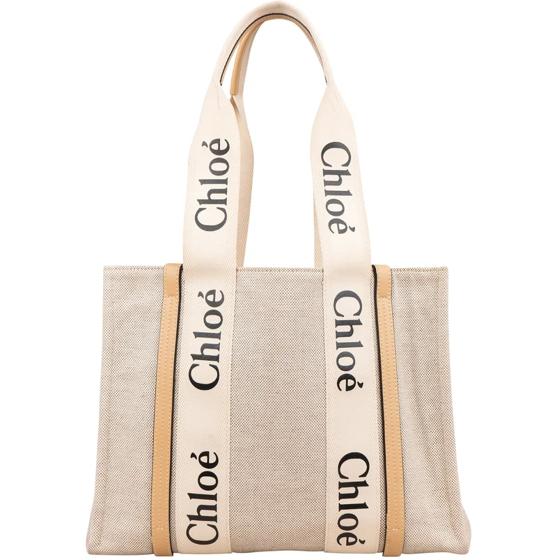 Chloé Canvas Medium Woody Tote Shoulder Bag