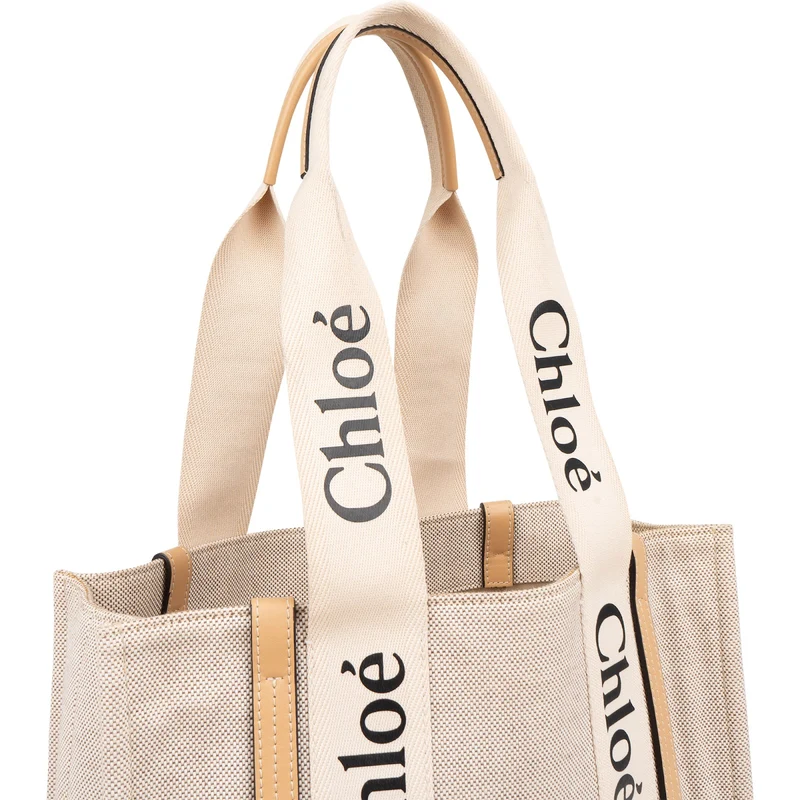 Chloé Canvas Medium Woody Tote Shoulder Bag