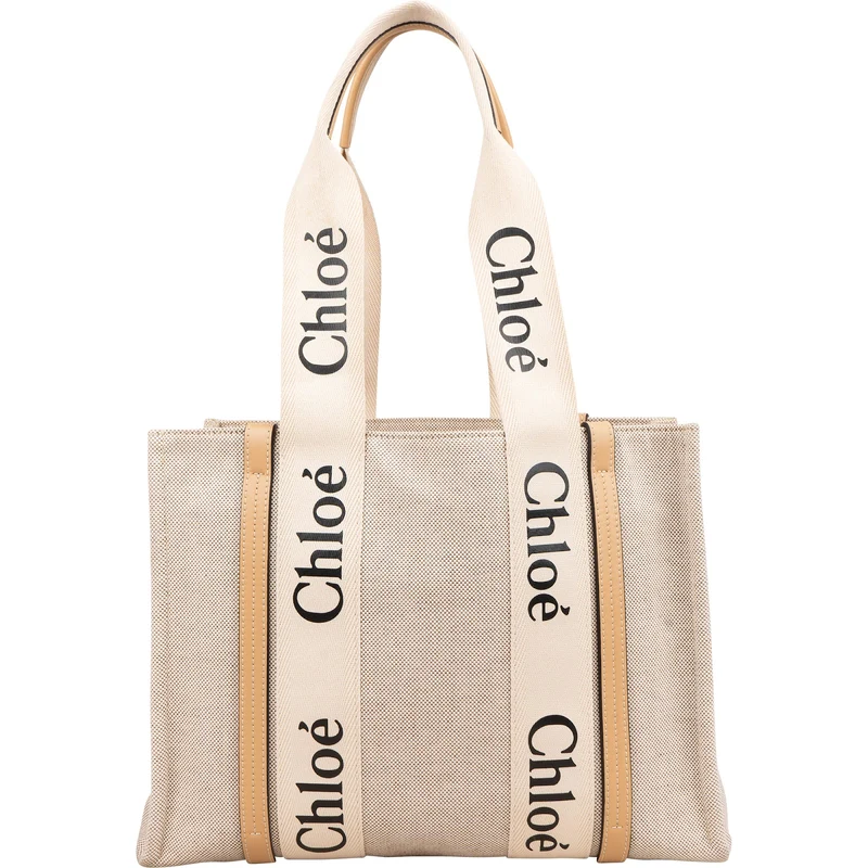 Chloé Canvas Medium Woody Tote Shoulder Bag