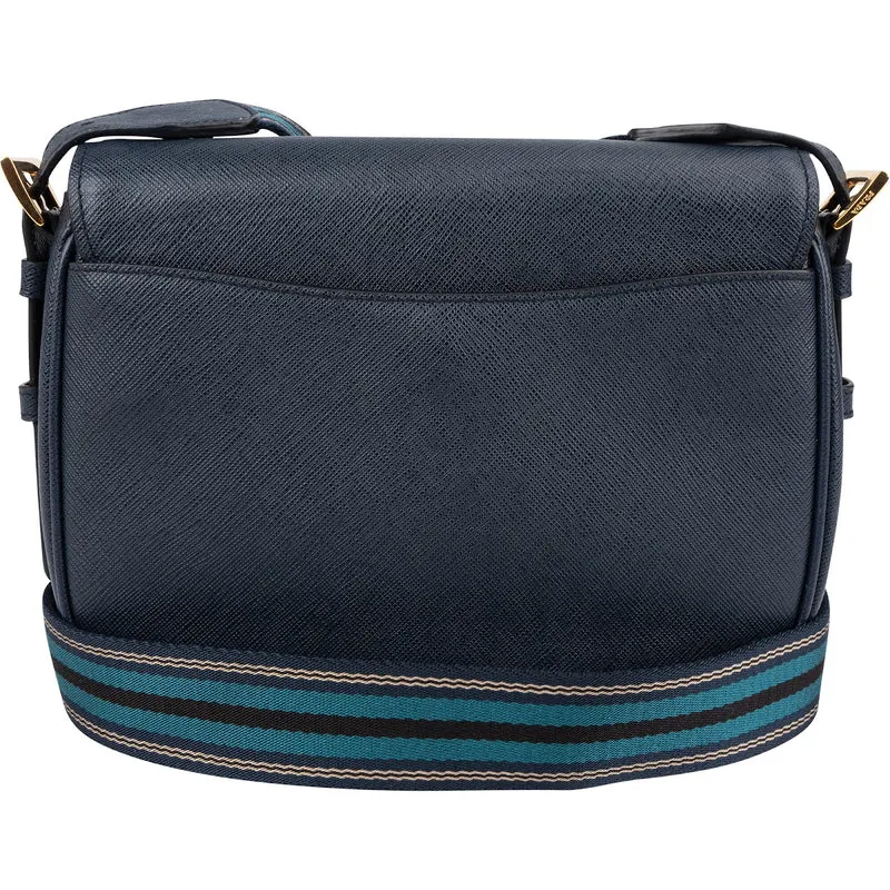 Prada Blue Saffiano Leather Shoulder Crossbody Bag