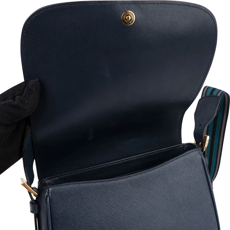 Prada Blue Saffiano Leather Shoulder Crossbody Bag