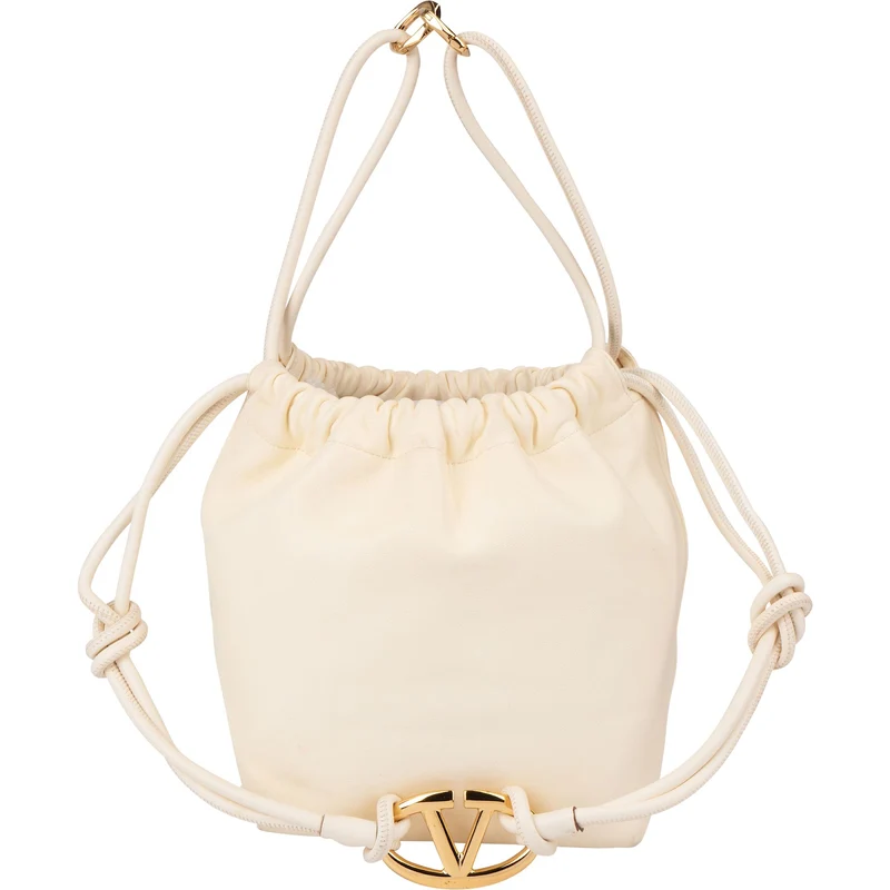Valentino Garavani Nappa Leather VLogo Small Drawstring Shoulder Handbag
