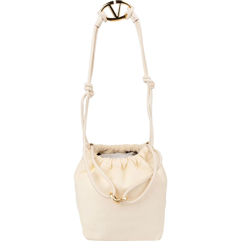 Valentino Garavani Nappa Leather VLogo Small Drawstring Shoulder Handbag