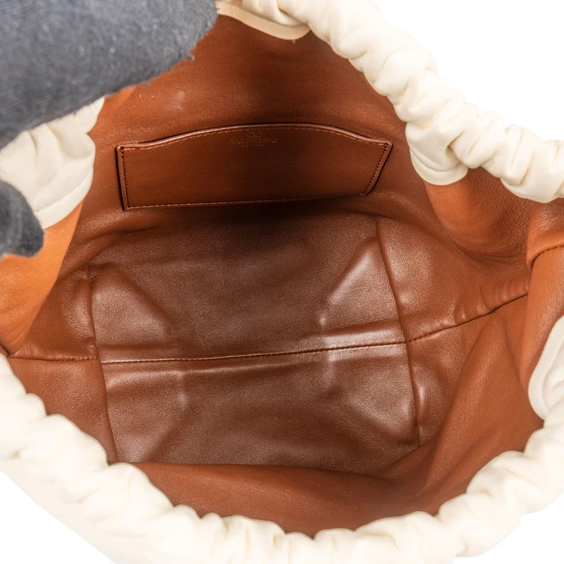 Valentino Garavani Nappa Leather VLogo Small Drawstring Shoulder Handbag