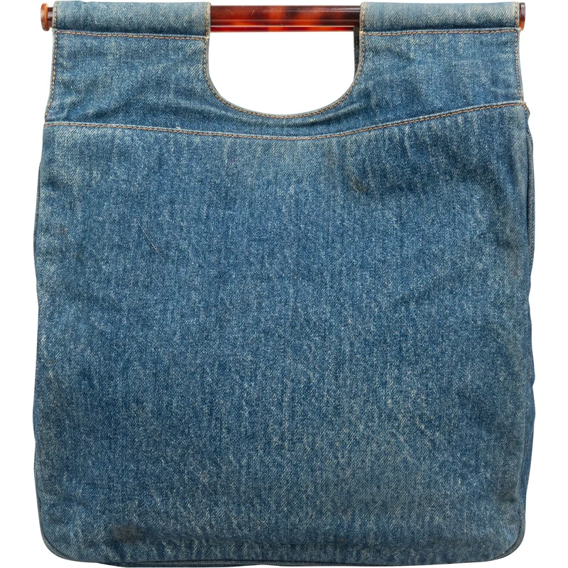Chanel Denim CC Tortoise Handle Tote Handbag