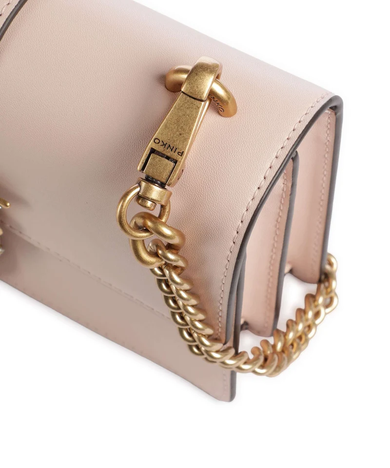 Pinko Love One Mini New Buckle Umhängetasche rosa cammeo/antique gold