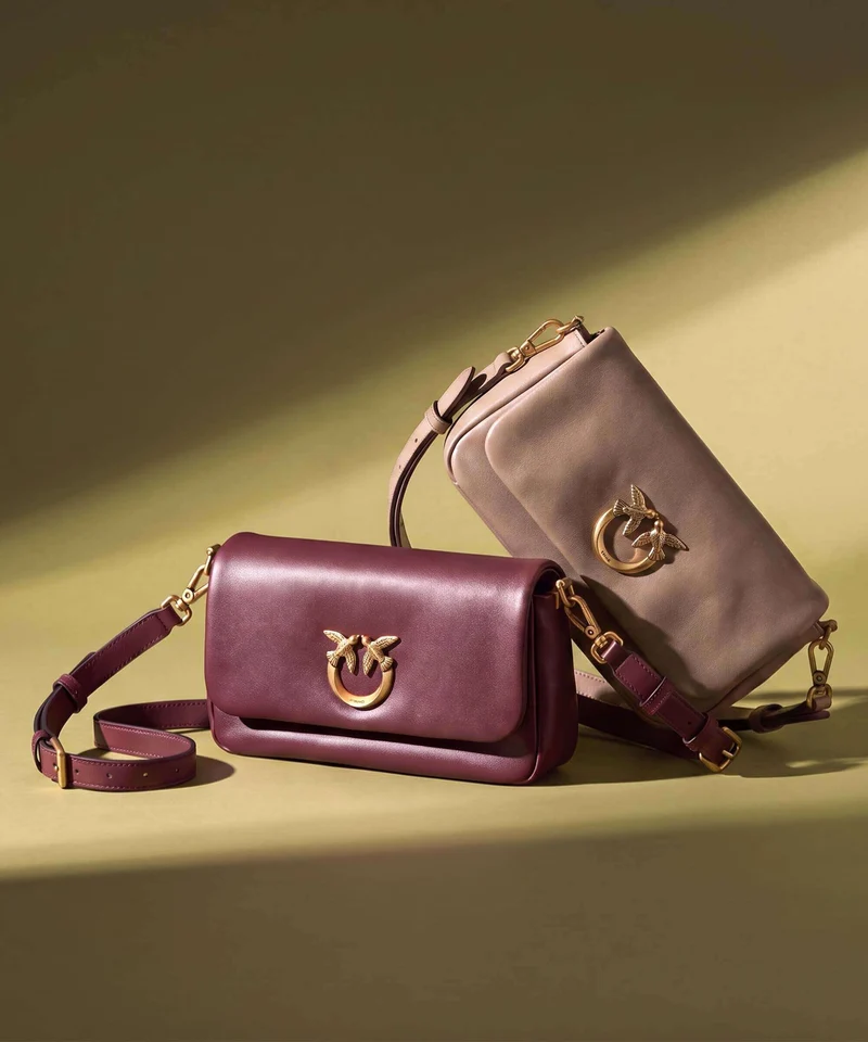 Pinko Click Soft Horizontal Mini Umhängetasche grigio talpa/antique gold