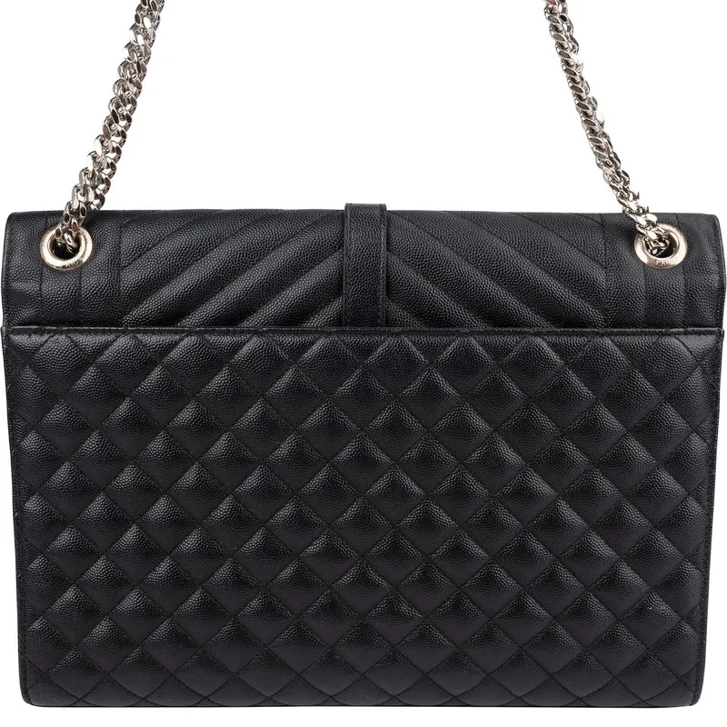 Saint Laurent Quilted Grained Leather Large Envelope Crossbody Bag