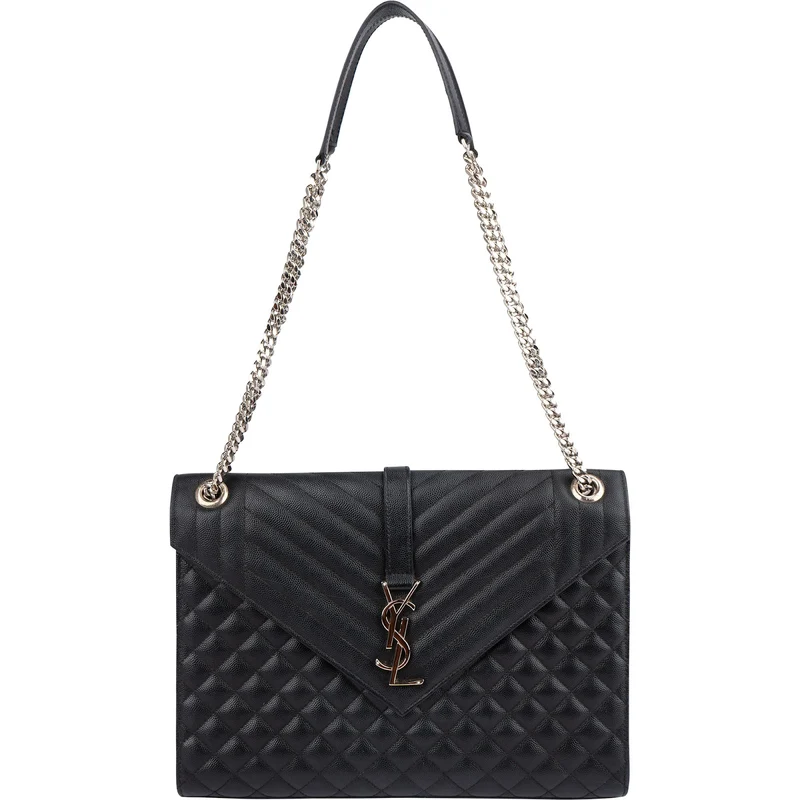 Saint Laurent Quilted Grained Leather Large Envelope Crossbody Bag