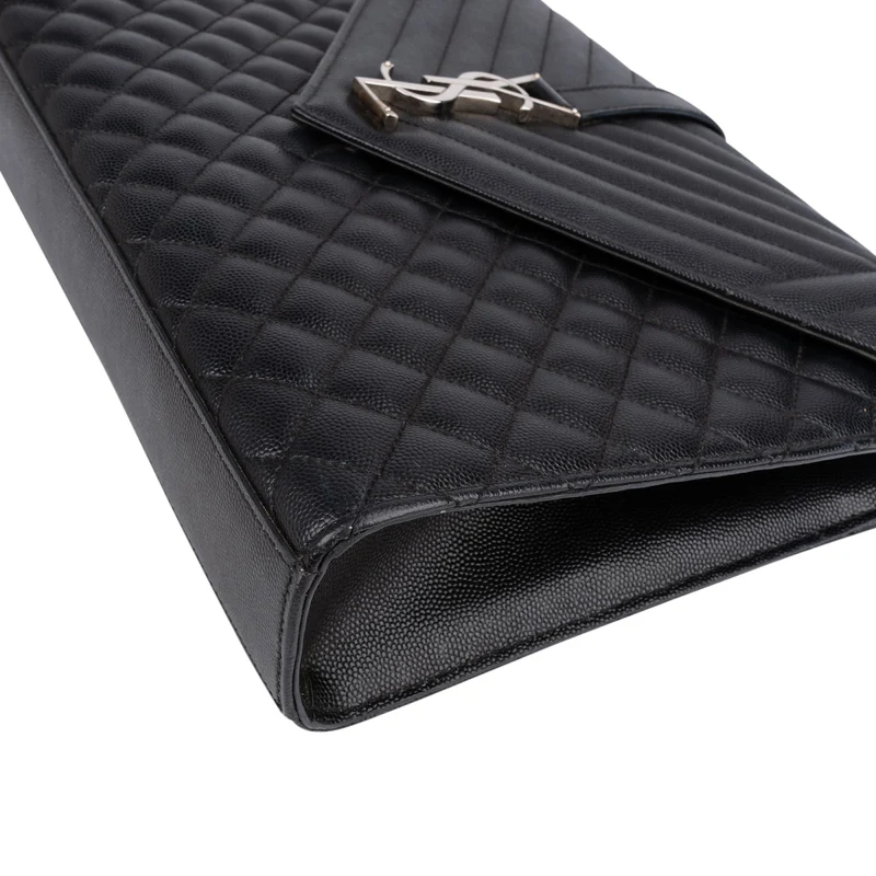 Saint Laurent Quilted Grained Leather Large Envelope Crossbody Bag