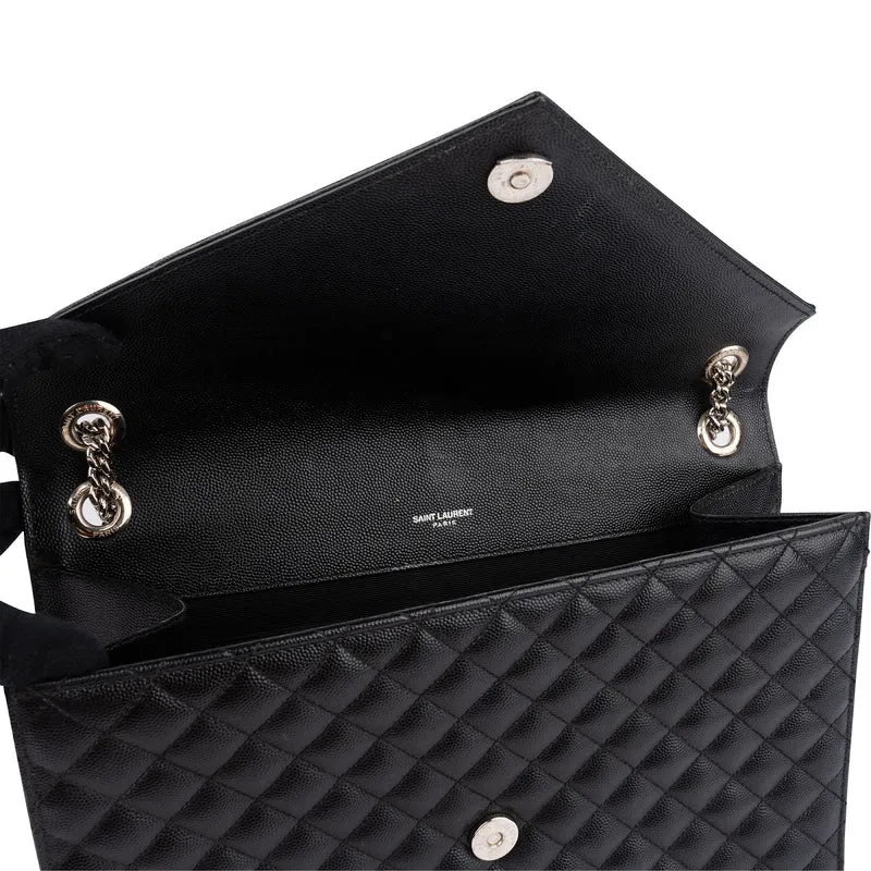 Saint Laurent Quilted Grained Leather Large Envelope Crossbody Bag