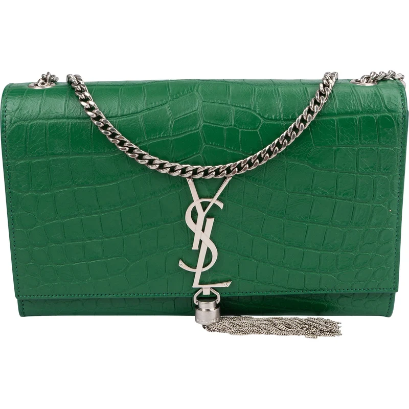Saint Laurent Crocodile Embossed Leather Kate Tassel Crossbody Bag
