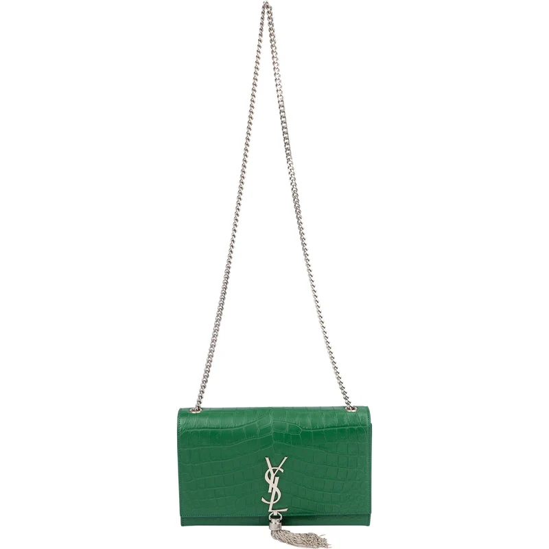 Saint Laurent Crocodile Embossed Leather Kate Tassel Crossbody Bag