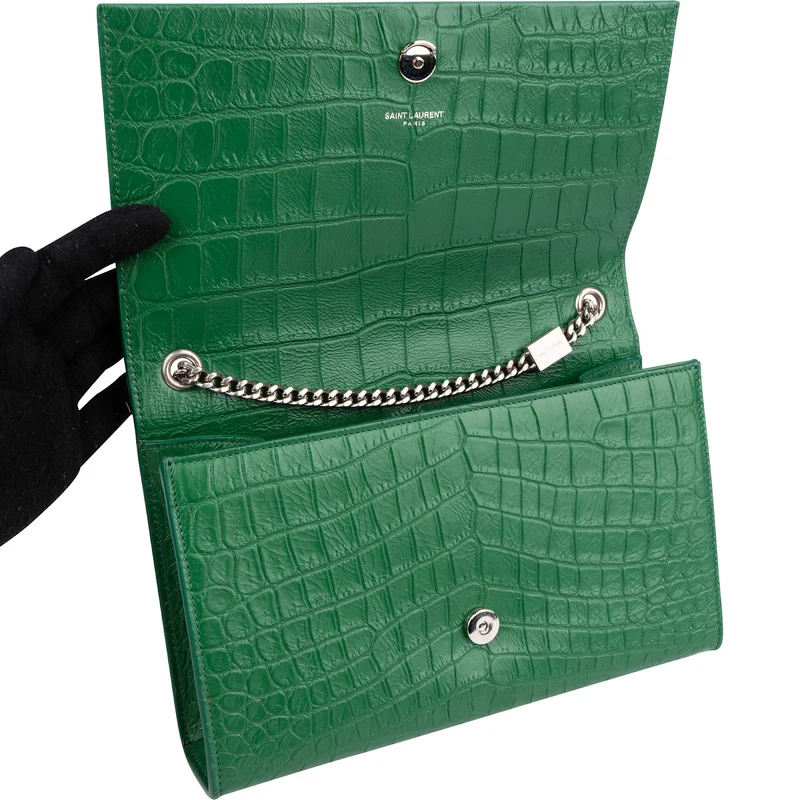 Saint Laurent Crocodile Embossed Leather Kate Tassel Crossbody Bag
