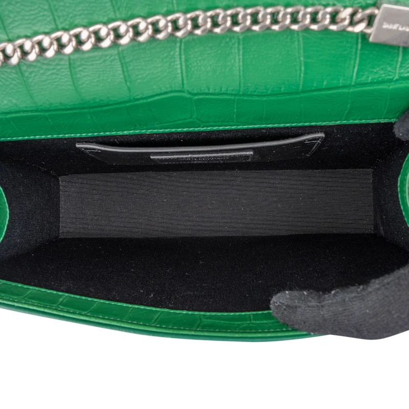 Saint Laurent Crocodile Embossed Leather Kate Tassel Crossbody Bag