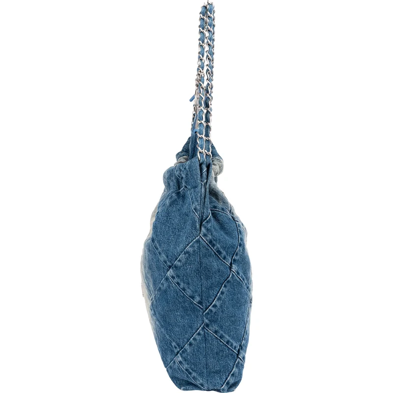 Chanel 22 Quilted Denim Chanel Tote Shoulder Bag
