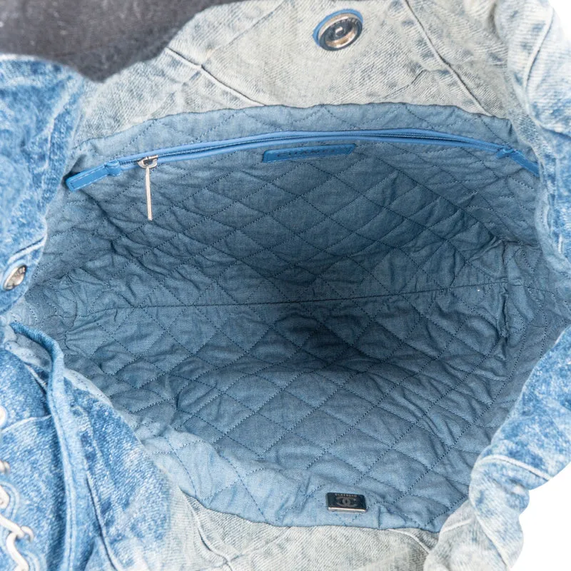 Chanel 22 Quilted Denim Chanel Tote Shoulder Bag