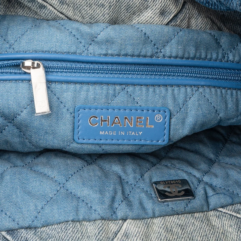 Chanel 22 Quilted Denim Chanel Tote Shoulder Bag