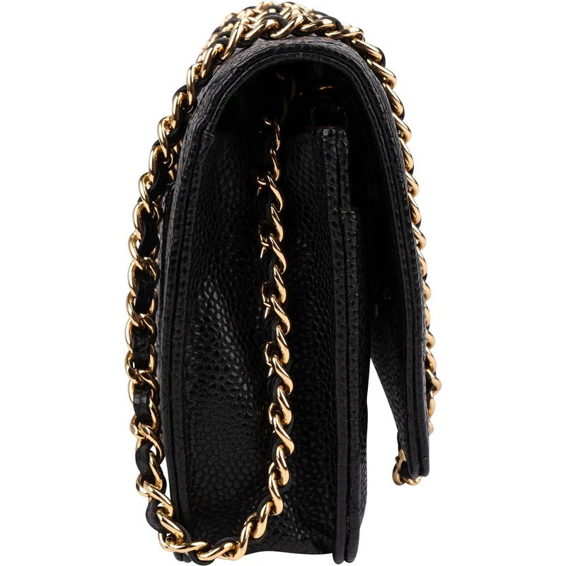 Chanel Quilted Caviar Leather CC Wallet On Chain Crossbody Bag