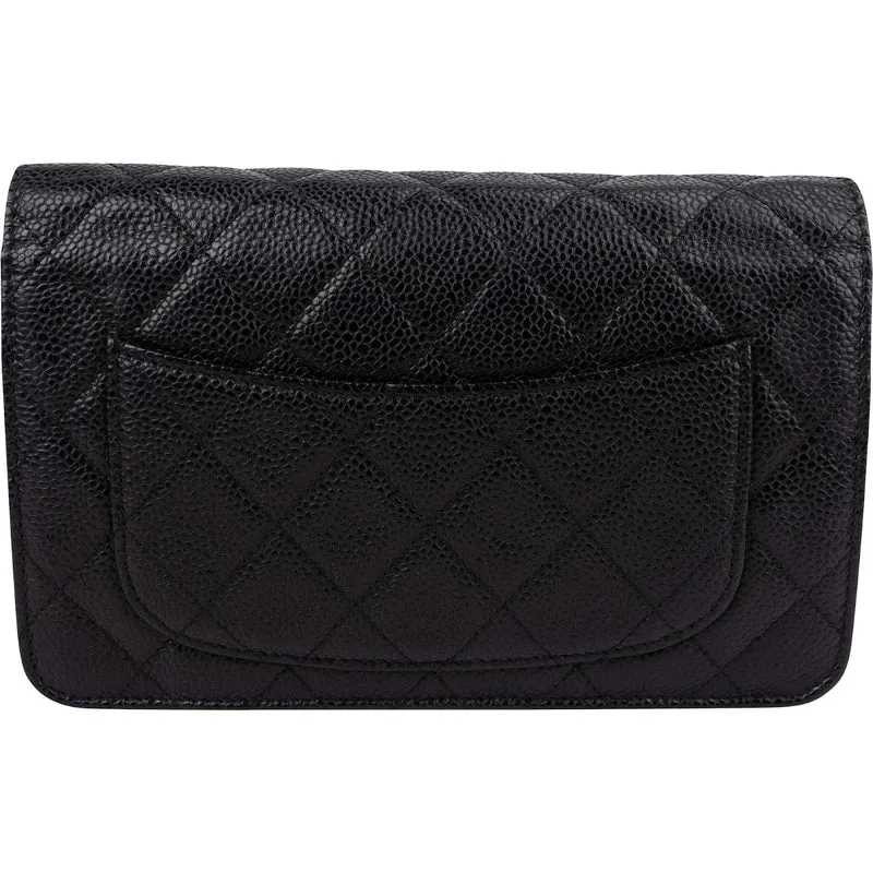 Chanel Quilted Caviar Leather CC Wallet On Chain Crossbody Bag