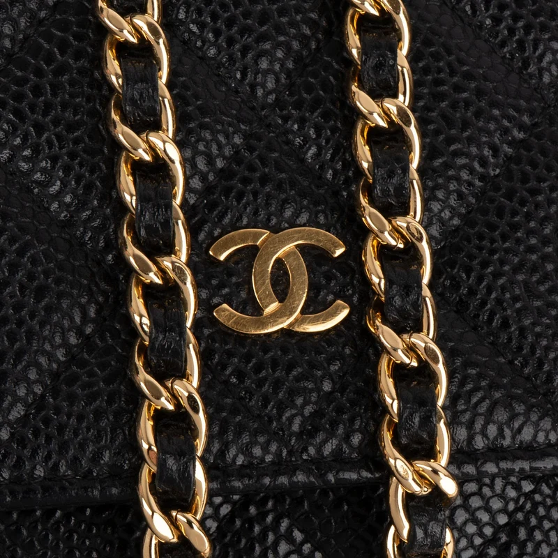 Chanel Quilted Caviar Leather CC Wallet On Chain Crossbody Bag
