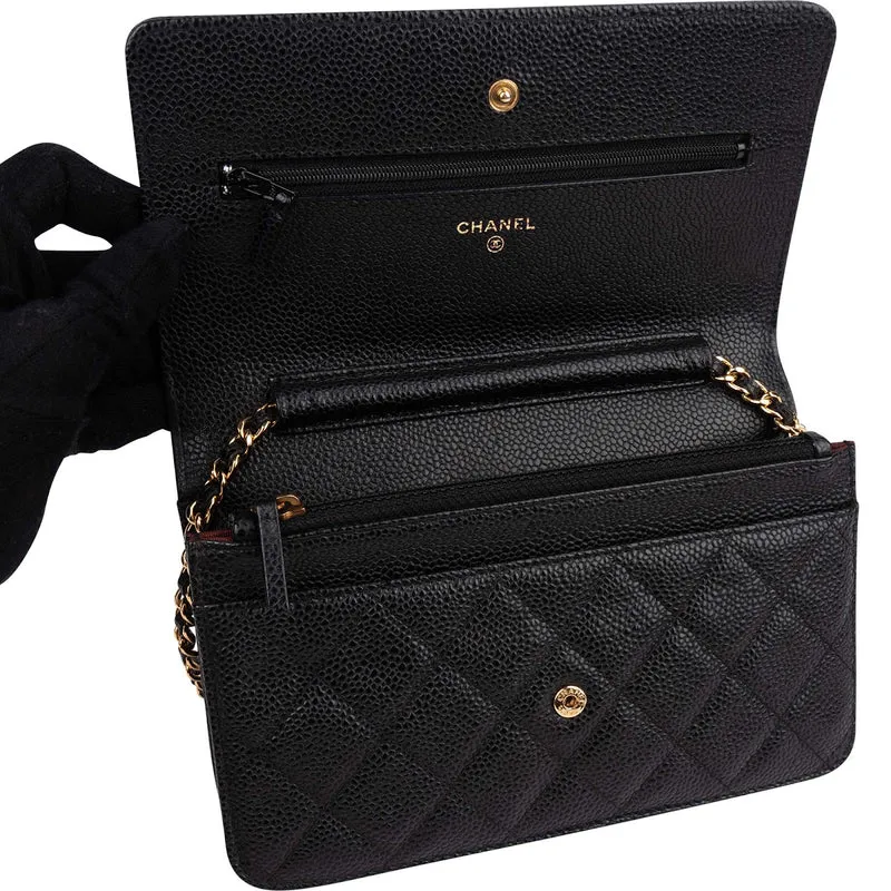 Chanel Quilted Caviar Leather CC Wallet On Chain Crossbody Bag