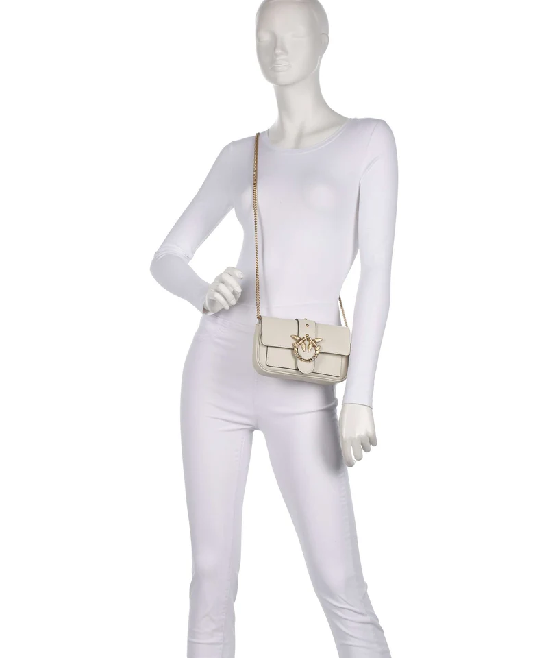 Pinko Love One Pocket New Buckle Umhängetasche bianco seta/antique gold
