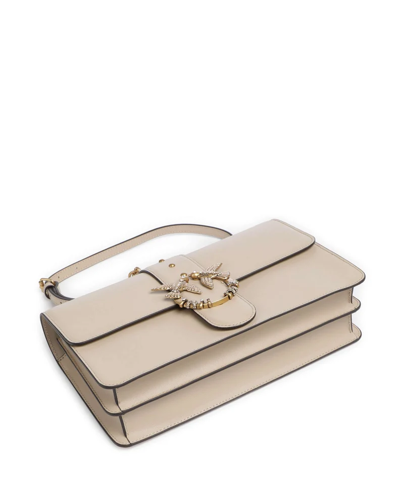 Pinko Love One Classic New Buckle Umhängetasche beige/grigio fumo/antique gold
