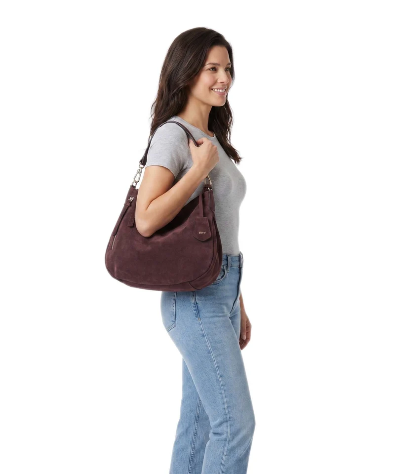 Abro Suede Juna Small Beuteltasche burgundy