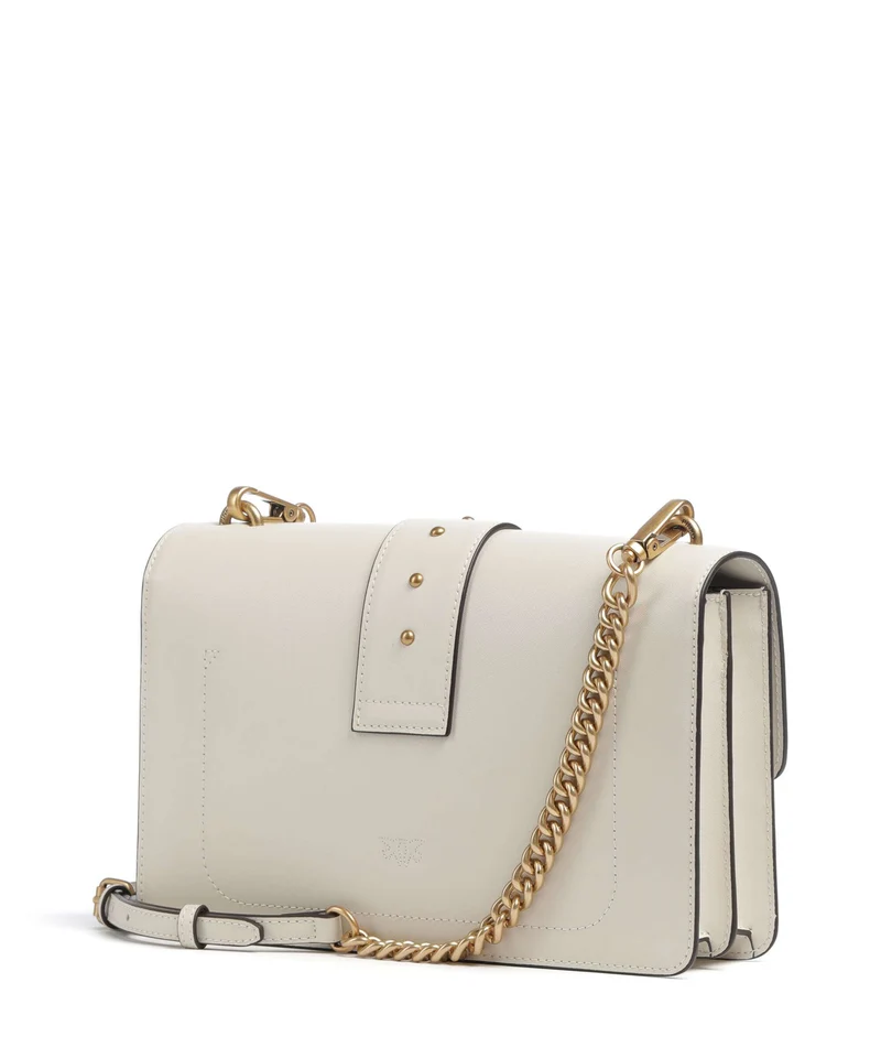Pinko Love One Classic New Buckle Umhängetasche bianco seta/antique gold