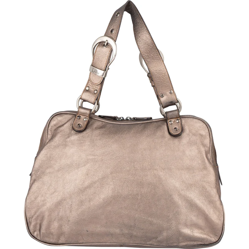Christian Dior Metallic Leather Gaucho Saddle Handbag